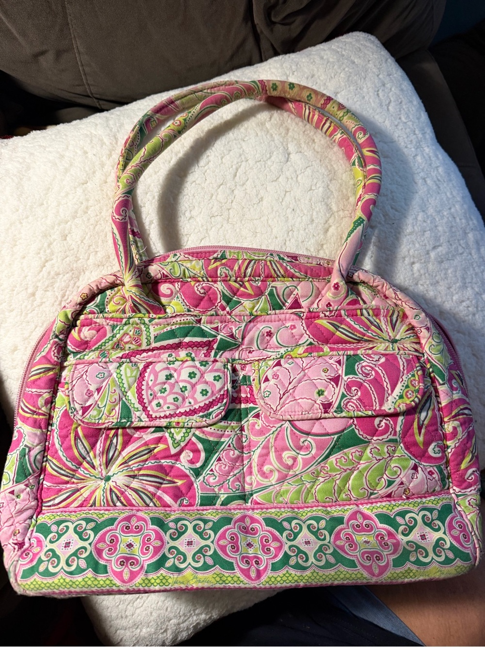 Vera Bradley pinwheel pink bowler tote